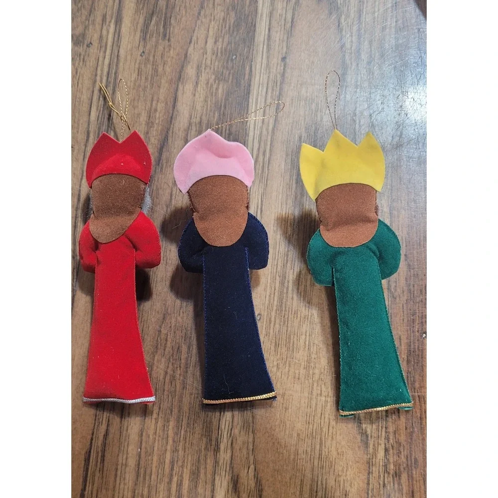 Vintage 3 Wisemen felt and fabric ornaments